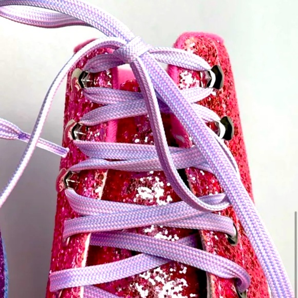 Sugar Thrillz Pink Glitter Rainbow Roller Skates with Extra Derby Laces Size 10M - Picture 7 of 9